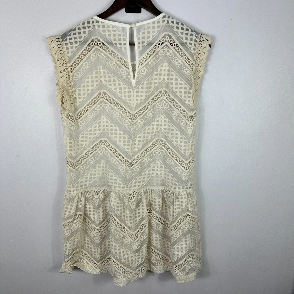 Glam Dress Small‎ Ivory Lace Sleeveless Crochet Lace Cottagecore Romantic Indie